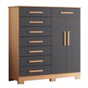 Ver imagem 6 de Guarda Roupa Casal Doble com Espelho 06 Portas e Cômoda Verona Freijo Titanium - Móveis Albatroz