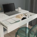 Ver imagem 4 de Escrivaninha Mesa Escritório Multiuso Cléo 1 Gaveta 95cm Branca