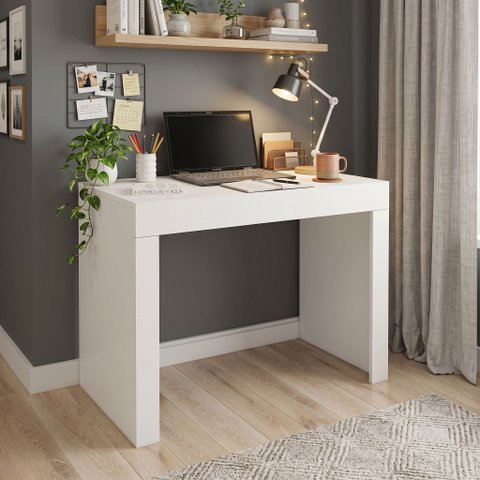 Escrivaninha Mesa Escritório Multiuso Cléo 1 Gaveta 95cm Branca