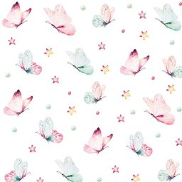 Papel de parede com borboletas em tons aquarela de rosa e azul Ideal Para Quarto Infantil - 1