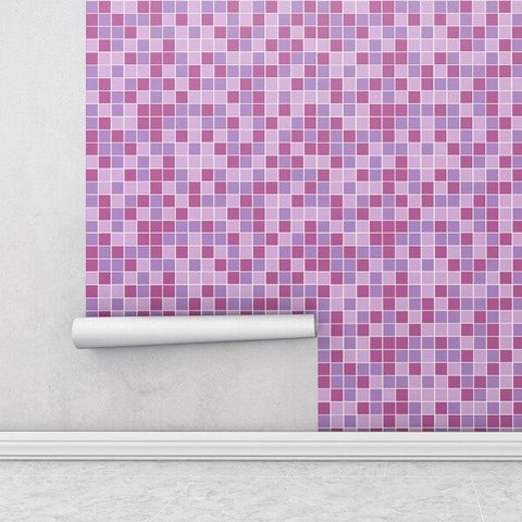 Adesivo Azulejo Pastilhas Em Tons de Rosa e Branco para Cozinha
