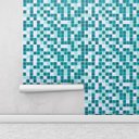 Ver imagem 2 de Adesivo Azulejo Pastilhas Em Tons de azul, cinza e branco para Área Gourmet