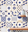 Ver imagem 3 de Papel de Parede Azulejo Português Retro em Bege e Branco para Área Gourmet