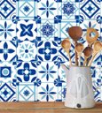Ver imagem 3 de Adesivo de Parede Azulejo com desenhos Grego Azul para Área Gourmet