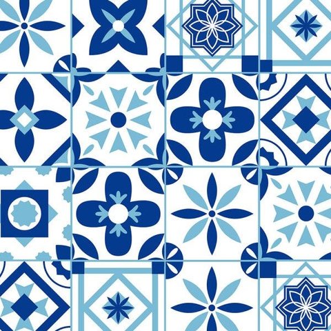 Adesivo de Parede Azulejo com desenhos Grego Azul para Área Gourmet