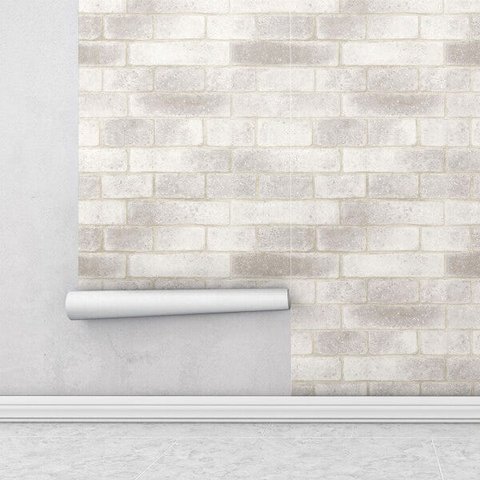 Papel de Parede Tijolo Branco e Bege Para Sala e Quarto