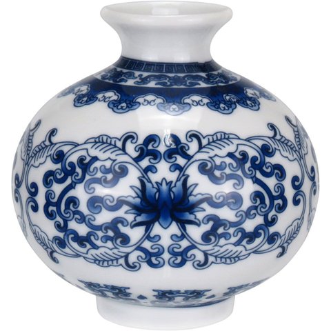 Vaso Decorativo de Cerâmica Azul 9x9x9cm Enfeite Sala Mesa Estante Aparador