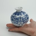 Ver imagem 7 de Vaso Decorativo de Cerâmica Azul 9x9x9cm Enfeite Sala Mesa Estante Aparador