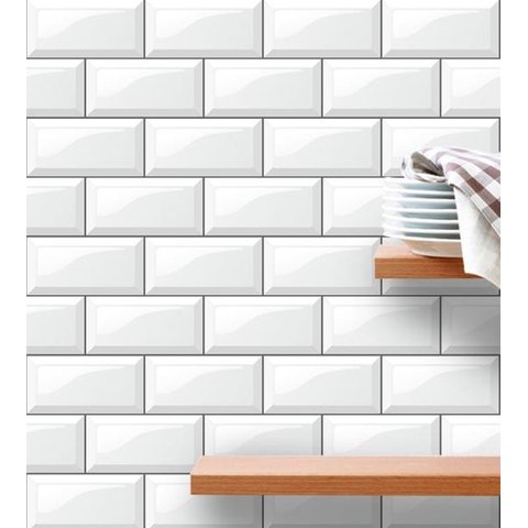 Adesivo Azulejo Português Tijolo em Tons de Branco e Cinza