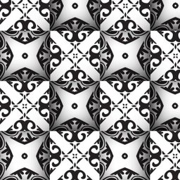 Papel de Parede Azulejo Colante Arabesco 3D em Preto e Branco - 3