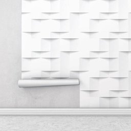 Papel de Parede Abstrato Geométrico 3D em Tons de Branco e Cinza - 2