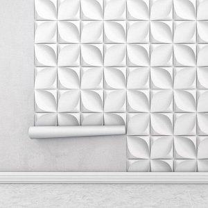 Papel de Parede 3D Flores em Tons Brancos e Cinza para Sala e Quarto