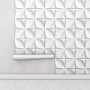 Ver imagem 1 de Papel de Parede 3D Flores em Tons Brancos e Cinza para Sala e Quarto