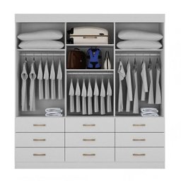 Guarda-Roupa Casal com Espelho 3 Portas 9 Gavetas Turim - 2 Guarda-Roupa Casal com Espelho 3 Portas 9 Gavetas Turim - 2
