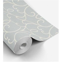 Papel de parede fundo simulando jeans com detalhes arabescos na cor nude  - 4