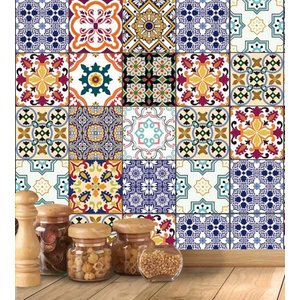 Adesivo Azulejo Coloridos Português 