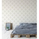 Ver imagem 3 de Papel de parede com fundo branco com detalhes em Tons de bege Para Quartos e Sala