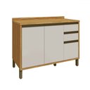 Ver imagem 1 de Balcão de Cozinha 120 Cm Tempranillo 2 Portas 3 Gavetas 100% Mdf Amêndoa/off White - Rio Doce