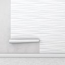 Ver imagem 1 de Papel de Parede Ondas Horizontais 3d tons de cinza e branco Para Sala e Quarto