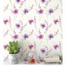 Papel de Parede Floral Com Ramos em Rosa e Roxo Para Quartos e Sala - 3