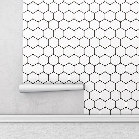 Papel de Parede Hexágono Geométrico Para Sala e Quarto