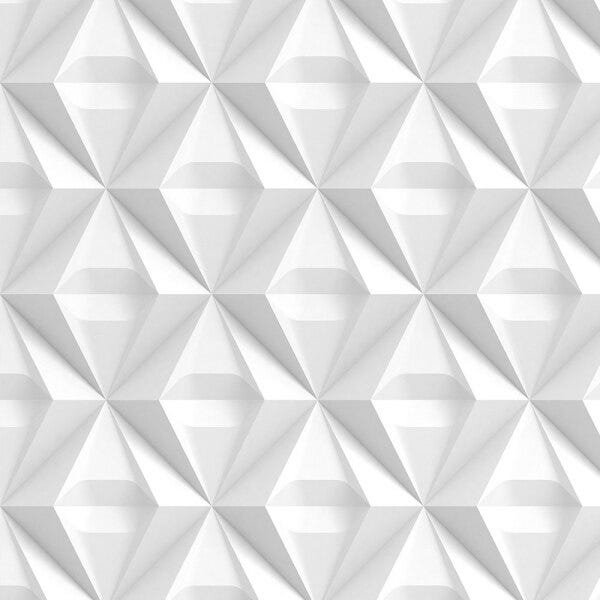 Papel de Parede 3D Triangulos em tons de branco e cinza Para Sala e Quarto - 2