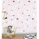 Ver imagem 3 de Papel de parede Infantil detalhes rosa claro e borboletas coloridas Ideal Para Quarto Infantil