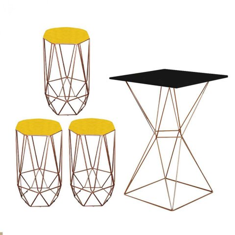Mesa Bistrô E 03 Banquetas Amarelo