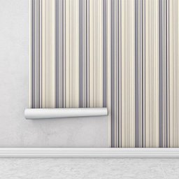 Papel de Parede Listrado Azul e Bege Para Quartos e Sala - 2