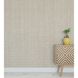Papel de Parede Autocolante Contemporâneo Estilo Tecido em Tons de Bege - 1