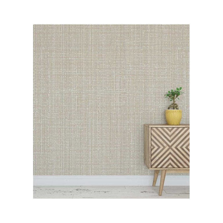 Papel de Parede Autocolante Contemporâneo Estilo Tecido em Tons de Bege
