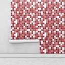 Ver imagem 1 de Papel de Parede Azulejo Pastilhas em Tons de Vermelho, Rosa e Branco