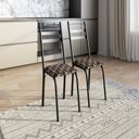Ver imagem 1 de Kit 2 Cadeiras para Sala de Jantar Milla Preto/Mosaico Palha