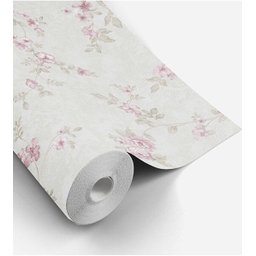 Papel de Parede com Tons de Verde e Detalhes em Rosa Para Sala e Quarto - 4
