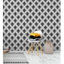 Ver imagem 1 de Papel de parede com fundo cinza e detalhes em branco e preto 