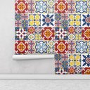 Ver imagem 2 de Adesivo Azulejo com detalhes em azul,vermelho, amarelo e branco para Área Gourmet