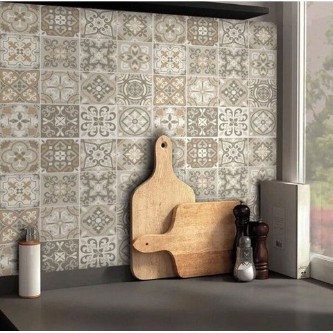 Papel De Parede Ladrilho Azulejo cozinha Em Tons De Bege