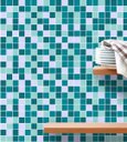 Ver imagem 1 de Adesivo Azulejo Pastilhas Em Tons de azul, cinza e branco