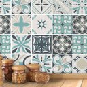 Ver imagem 2 de Papel de Parede Ladrilho Azulejo Cozinha em Tons de Azul e Bege