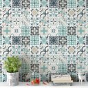 Ver imagem 1 de Papel de Parede Ladrilho Azulejo Cozinha em Tons de Azul e Bege