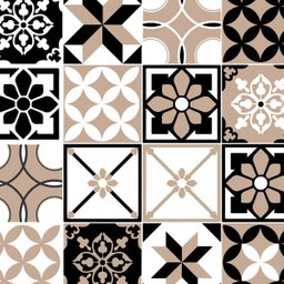 Azulejo Ladrilho Indiano em Tons de Branco, Bege e Preto - 3