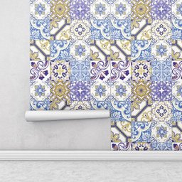 Adesivo Hidráulico fosco em tons azul bege amarelo e branco  - 3