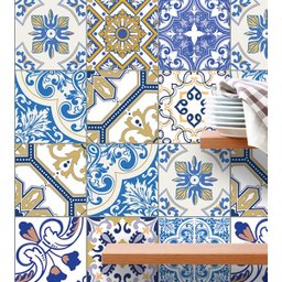 Adesivo Hidráulico fosco em tons azul bege amarelo e branco  - 1