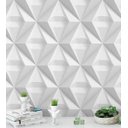 Ver imagem 1 de Papel de Parede 3D Triangulos em Tons de Branco e Cinza e Kit Aplicação Completo