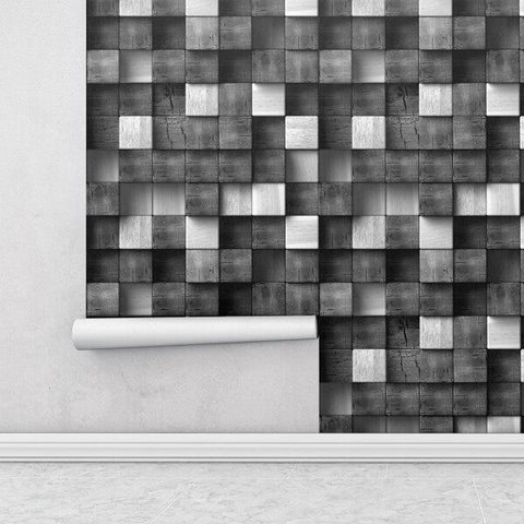 Papel de Parede Bloco 3D de Madeira Para Sala e Quarto