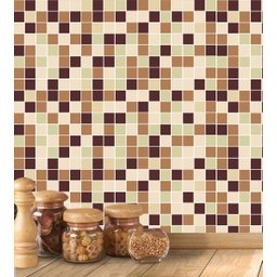 Adesivo Azulejo Pastilhas Em Tons de bege, amarelo e marrom para Área Gourmet - 3