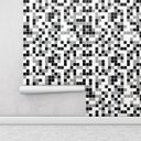 Ver imagem 1 de Papel de Parede Azulejo Pastilhas em Tons de Preto, Branco e Cinza