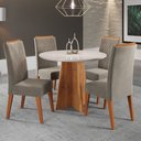 Ver imagem 1 de Mesa de Jantar 4 Lugares Wembley com Vidro Mel/pérola/off Whie - Panorama Móveis