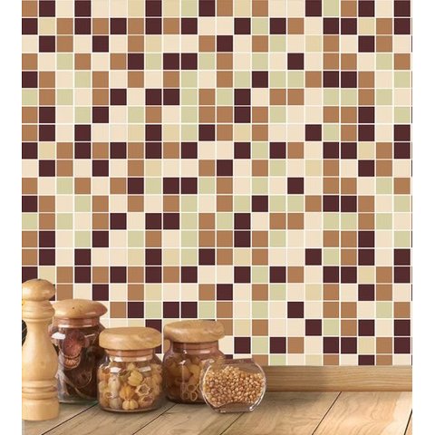 Adesivo Azulejo Pastilhas Em Tons de bege, amarelo e marrom 