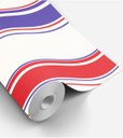 Ver imagem 4 de Papel de parede listrado azul, branco e vermelho Para Quartos e Sala
